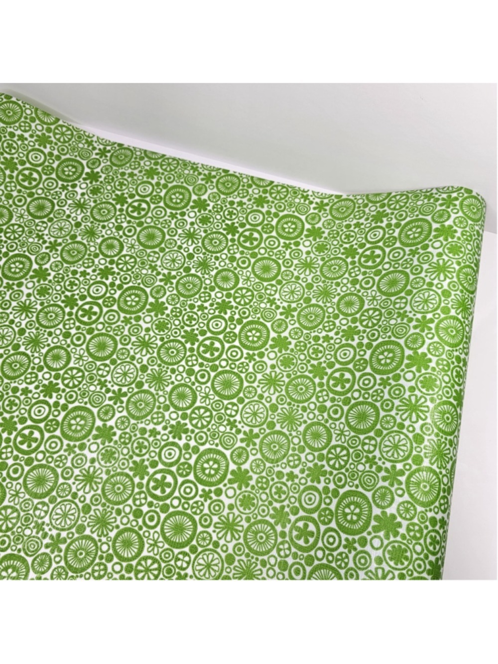 Original 1970s Green Floral Drawer Shelf Liner Paper 22" x 10.5' Unused Roll VTG